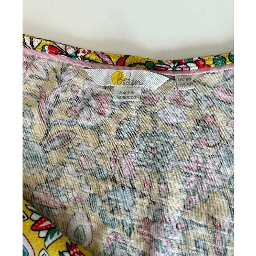 Boden Voop Cotton Tiered Dress Floral Yellow Women's Size UK 8R US 4R - Picture 10 of 12